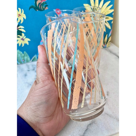 Vintage Stripe Retro Collins Glasses. Set of 4. - Picture 3 of 6